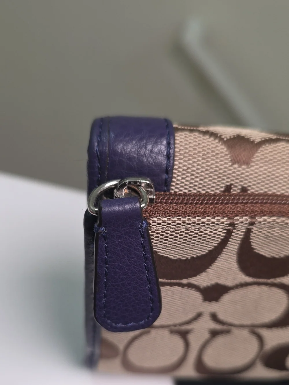 Coach Park F49145 Signature Turnlock Indigo Slim Envelope Wallet/Checkbook EUC
